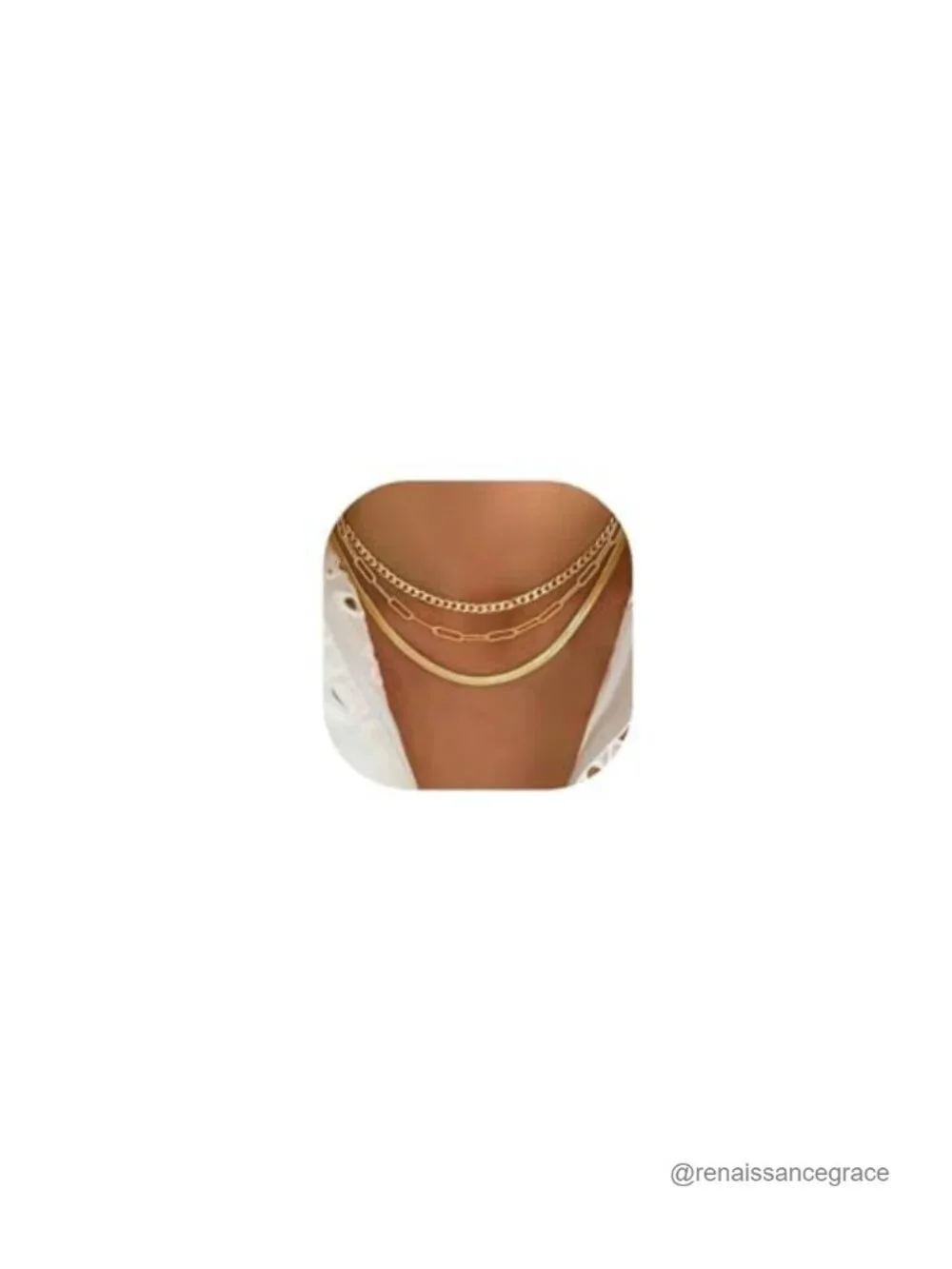 14K Gold Plated Layered Necklace Set for Women - Herringbone, Paperclip, Cuban